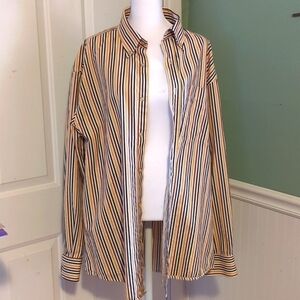 T. Harris London XL men's striped long sleeve collared shirt 70's look vintage